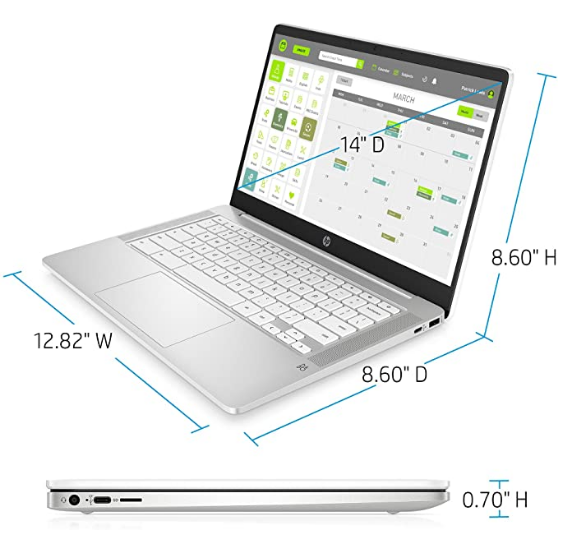 HP Chromebook 14-Inch HD Laptop, Intel Celeron N4000, 4 GB RAM, 32 GB eMMC, Chro...